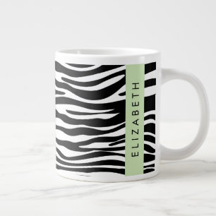 Zebraprint, strepen, zwart-wit, Jouw naam Grote Koffiekop