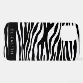 Zebraprint, strepen, zwart-wit, Jouw naam iPhone Hoesje (Achterkant horizontaal)