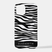 Zebraprint, strepen, zwart-wit, Jouw naam iPhone Hoesje (Achterkant)