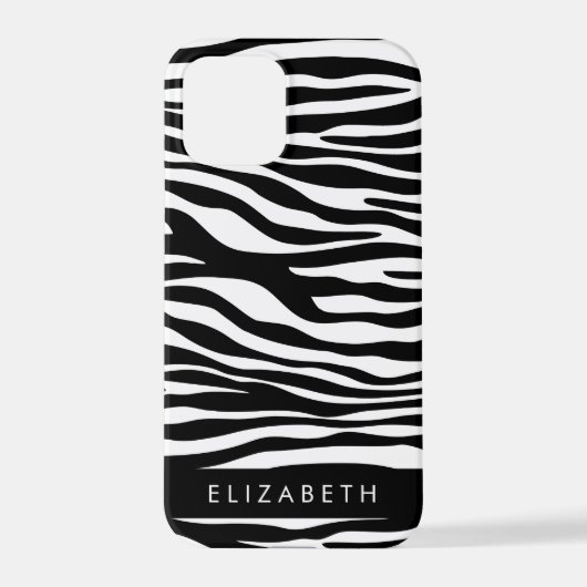 Zebraprint, strepen, zwart-wit, Jouw naam iPhone Hoesje (Achterkant)