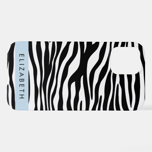 Zebraprint, strepen, zwart-wit, Jouw naam iPhone Hoesje (Achterkant horizontaal)