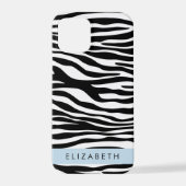 Zebraprint, strepen, zwart-wit, Jouw naam iPhone Hoesje (Achterkant)