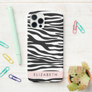 Zebraprint, strepen, zwart-wit, Jouw naam iPhone 12 Pro Hoesje