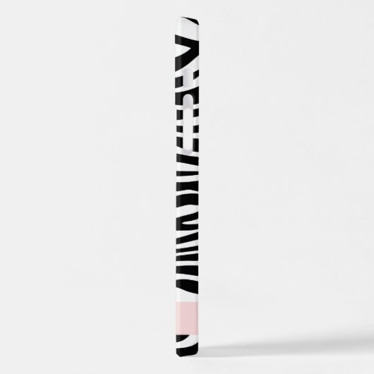 Zebraprint, strepen, zwart-wit, Jouw naam iPhone Hoesje (Linkerkant)