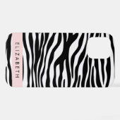 Zebraprint, strepen, zwart-wit, Jouw naam iPhone Hoesje (Achterkant horizontaal)