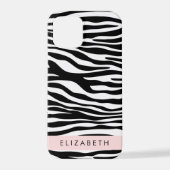 Zebraprint, strepen, zwart-wit, Jouw naam iPhone Hoesje (Achterkant)