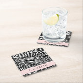 Zebraprint, strepen, zwart-wit, Jouw naam Kartonnen Onderzetters (Insitu)