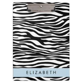 Zebraprint, strepen, zwart-wit, Jouw naam Klembord
