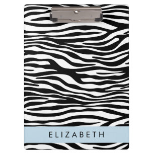Zebraprint, strepen, zwart-wit, Jouw naam Klembord