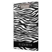 Zebraprint, strepen, zwart-wit, Jouw naam Klembord (Links)