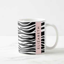 Zebraprint, strepen, zwart-wit, Jouw naam Koffiemok