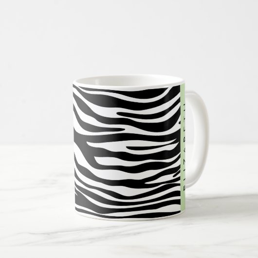 Zebraprint, strepen, zwart-wit, Jouw naam Koffiemok (Voorkant rechts)