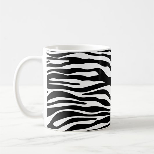 Zebraprint, strepen, zwart-wit, Jouw naam Koffiemok (Links)