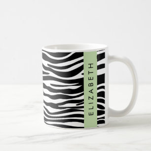 Zebraprint, strepen, zwart-wit, Jouw naam Koffiemok