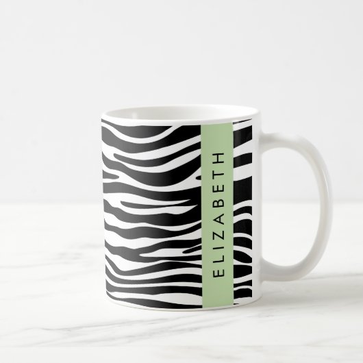 Zebraprint, strepen, zwart-wit, Jouw naam Koffiemok (Rechts)
