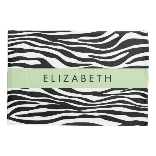Zebraprint, strepen, zwart-wit, Jouw naam Kussensloop (Achterkant)