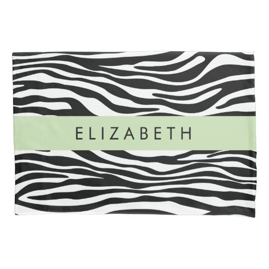 Zebraprint, strepen, zwart-wit, Jouw naam Kussensloop (Voorkant)