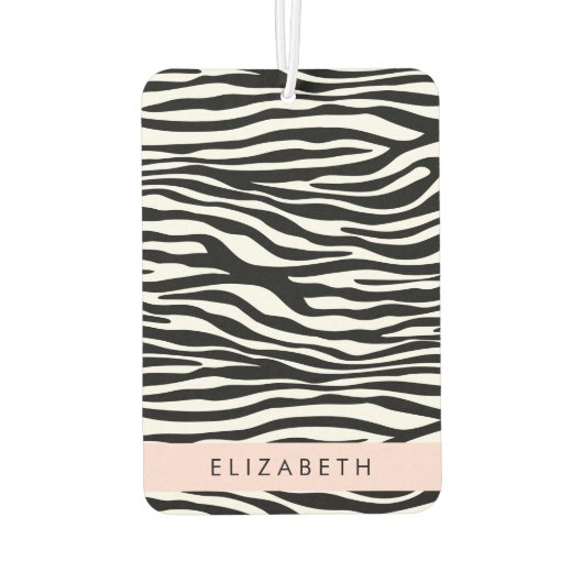 Zebraprint, strepen, zwart-wit, Jouw naam Luchtverfrisser (Achterkant)