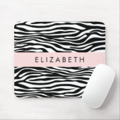 Zebraprint, strepen, zwart-wit, Jouw naam Muismat (Met muis)