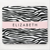 Zebraprint, strepen, zwart-wit, Jouw naam Muismat (Voorkant)