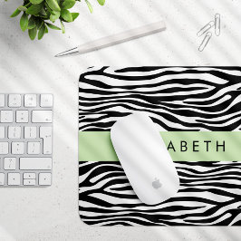 Zebraprint, strepen, zwart-wit, Jouw naam Muismat