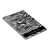 Zebraprint, strepen, zwart-wit, Jouw naam Notitieboek (Rechterzijde)