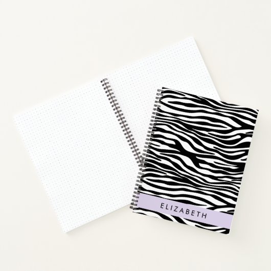 Zebraprint, strepen, zwart-wit, Jouw naam Notitieboek (Binnen)