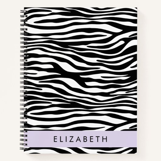 Zebraprint, strepen, zwart-wit, Jouw naam Notitieboek (Voorkant)