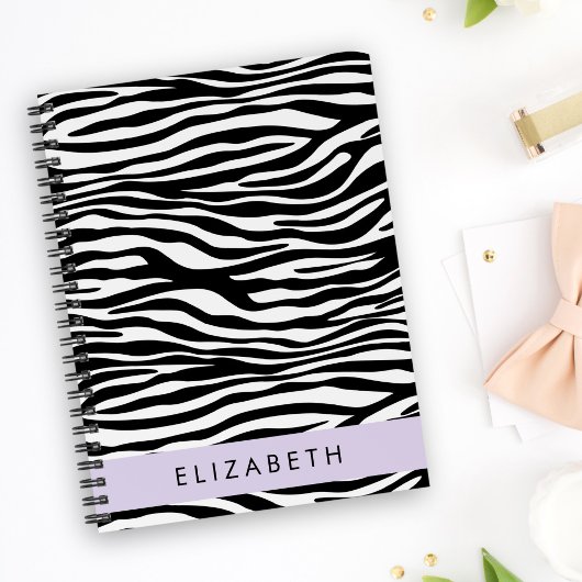 Zebraprint, strepen, zwart-wit, Jouw naam Notitieboek