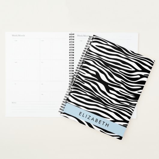 Zebraprint, strepen, zwart-wit, Jouw naam Planner (Display)