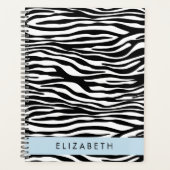 Zebraprint, strepen, zwart-wit, Jouw naam Planner (Voorkant)