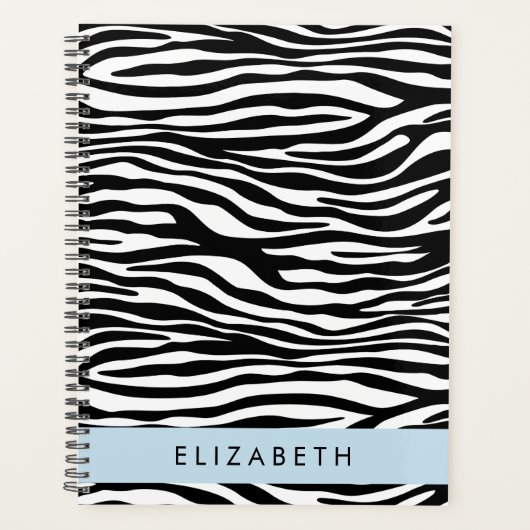 Zebraprint, strepen, zwart-wit, Jouw naam Planner (Voorkant)