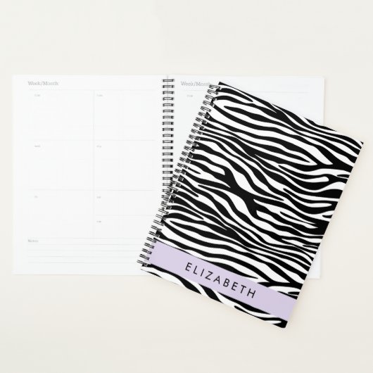 Zebraprint, strepen, zwart-wit, Jouw naam Planner (Display)
