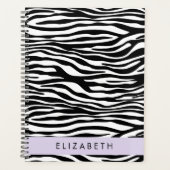 Zebraprint, strepen, zwart-wit, Jouw naam Planner (Voorkant)