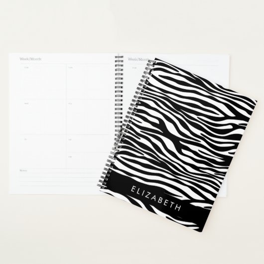 Zebraprint, strepen, zwart-wit, Jouw naam Planner (Display)