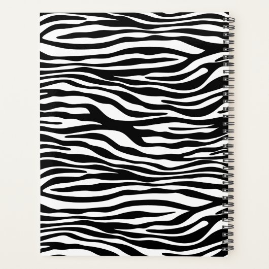 Zebraprint, strepen, zwart-wit, Jouw naam Planner (Achterkant)