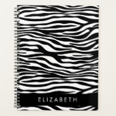 Zebraprint, strepen, zwart-wit, Jouw naam Planner (Voorkant)