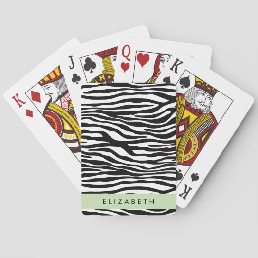 Zebraprint, strepen, zwart-wit, Jouw naam Pokerkaarten (Achterkant)