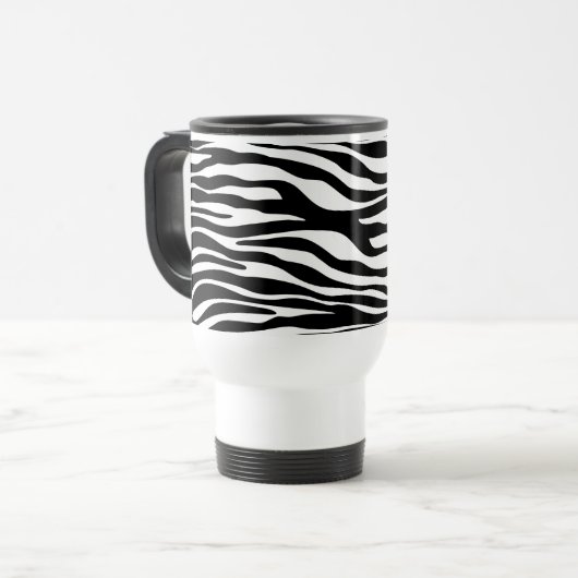 Zebraprint, strepen, zwart-wit, Jouw naam Reisbeker (Voorkant links)