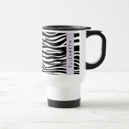 Zebraprint, strepen, zwart-wit, Jouw naam Reisbeker