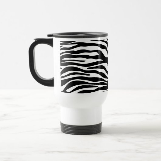 Zebraprint, strepen, zwart-wit, Jouw naam Reisbeker (Links)