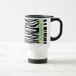 Zebraprint, strepen, zwart-wit, Jouw naam Reisbeker