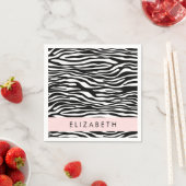 Zebraprint, strepen, zwart-wit, Jouw naam Servet (Insitu)