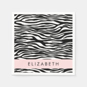 Zebraprint, strepen, zwart-wit, Jouw naam Servet (Voorkant)