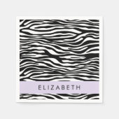 Zebraprint, strepen, zwart-wit, Jouw naam Servet (Voorkant)