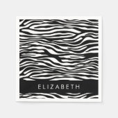 Zebraprint, strepen, zwart-wit, Jouw naam Servet (Voorkant)