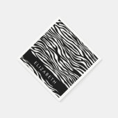 Zebraprint, strepen, zwart-wit, Jouw naam Servet (Hoek)