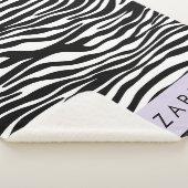 Zebraprint, strepen, zwart-wit, Jouw naam Sherpa Deken (3/4)