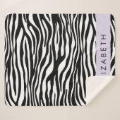 Zebraprint, strepen, zwart-wit, Jouw naam Sherpa Deken (Voorkant (horizontaal))