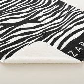 Zebraprint, strepen, zwart-wit, Jouw naam Sherpa Deken (3/4)
